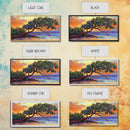 Tropical Tree, Beach, Sunset, Framed Canvas Print nature lover wall decor, boho coastal print, vibrant living room art, island art