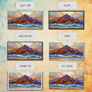 Ocean Peak, Island Sunrise, Vibrant Mountain, Framed Canvas Print, Bold Coastal Art, Beach House Wall Decor, Sunset Vibes