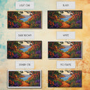 Trail Trees, Ocean, Bright, Framed Canvas Print vibrant nature path artwork, coastal forest boho art, kitchen wall decor