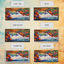 Rainbow, Waterfall, Jungle, Sunset, Framed Canvas Print Tropical boho art, bathroom art, living room decor, floral nature painting