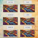 Stream Garden, Colorful, Path, Framed Canvas Print, Southwestern landscape art, bright garden painting, hallway decor, fall home vibe