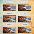 Ocean Cliffside, Sunset, View, Framed Canvas Print vibrant coastal nature artwork Living Room Wall Art beach house boho wall decor
