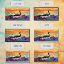 Ocean Bird, Sunset, Framed Canvas Print, Vibrant seabird in waves sunset seascape painting, Colorful Coastal Decor, Bathroom Wall Art