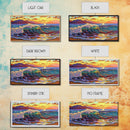 Waves Surf, Sunset, Framed Canvas Print, Colorful crashing wave with glowing sunset sky, Coastal Surfer Decor, Beach House Wall Art