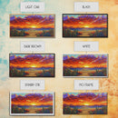 Sunset Beach, Desert, Cactus, Framed Canvas Print, vivid sunset desert beach scene, boho coastal decor, southwestern wall art