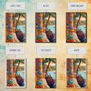 Tropical Boat, Village, Shoreline, Canvas Print, Coastal Wall Art, Vibrant Travel Scene, Boho Seaside Decor, Beach House Painting