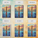 Tribal Water, Pole, Peaceful, Framed Canvas Print tranquil ocean pole artwork, tribal inspired sea painting, boho decor, hallway wall art