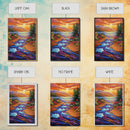 Icebergs River, Sunset, Autumn, Framed Canvas Print colorful autumn iceberg painting, vibrant sunset water flow, fall landscape wall art