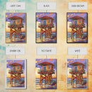 Lifeguard Ocean, Surf, Sunset, Framed Canvas Print, Vibrant Lifeguard Tower Canvas, Surf Shack Painting, Beach Wall Art, Living Room Accent