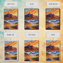 Mountain Coast, Sunset, Bold Desert Landscape Painting, Nature Adventure Art, Office Wall Decor, Framed Canvas Print