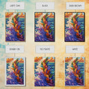 Ocean Feathers, Splash Art, Bright Abstract, Color Burst, Framed Canvas Print, Living Room Wall Art, modern tropical art, bold color