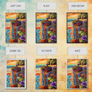 Tropical Garden Waterfall, Coastal Wall Art, Sunset Jungle Scene, Framed Canvas Print, Vibrant Nature Painting, Living Room Boho Art