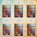 Ocean Cliffside Villa, Seaside Sunset Art, Purple Water Shoreline, Canvas Print, Kitchen Wall Art, Vibrant Mediterranean Landscape