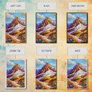Mountain Peak, Snowy Landscape, Autumn Vibes, Nature Escape, Framed Canvas Print, Boho Wall Art, Fall Mountainscape, Living Room Wall Art