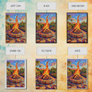 Campfire Palm Trees, Flame, Sunset, Framed Canvas Print tropical bonfire art, cozy fire pit painting, Fall decor, outdoor living room wall art