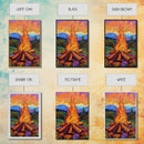 Flames Forest, Dusk, Firelight, Framed Canvas Print rustic bonfire wall art, forest painting, Autumn cabin decor, cozy living room wall art