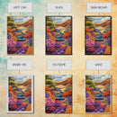 River, Desert, Floral, Art, Canvas Print, Colorful floral river scene with desert hills, perfect bedroom or hallway Southwestern wall art