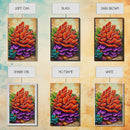 Succulent, Cactus, Orange, Purple, Framed Canvas Print, Bold desert succulent bloom art in orange and purple, living room statement piece