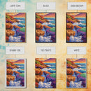 Waterfall Ocean, Rocks, Waves, Canvas Print, Vibrant ocean waterfall over rocky cliffs with colorful waves, ideal coastal living room