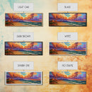 Peaceful Coastal Beach, Colorful Sunset Clouds, Tranquil Ocean Scene, Relaxing Bedroom Wall Art Framed Canvas Print, Bedroom Wall Decor
