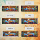 Colorful Pelican, Tropical Bird, Lake Wildlife, Autumn Palette, Framed Canvas Print, Boho Nature Wall Art, Dining Room Bird Artwork