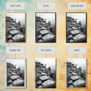 Shore Rocks, Sunlit Ocean, Rugged Texture, Minimal Horizon, Framed Canvas Print, Entryway Wall Art, Beach Decor, Neutral Tones