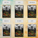 Mountain Flowers, Nature Trail, Alpine Beauty, Evergreen Path, Framed Canvas Print, Landscape Photography, Cabin Wall Art, Nature Decor