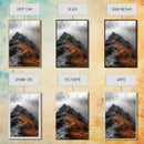 Misty Mountain Hike, Orange Trail Grass, Adventure Explorer Print, Moody Wilderness Scene, Framed Canvas Print, Rustic Cabin Wall Art