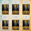 Golden Forest Light, Fall Leaves, Tall Trees Shadows, Tranquil Scene, Framed Canvas Print, Autumn Wall Art, Boho Living Room Decor