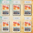 Brussels Belgium Travel Poster Framed Canvas Print, Abstract Sunset, Wall Art, Modern Home Decor, Travel Print, Watercolor Painting, Art Piece