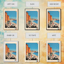 Livorno Italy Travel Poster Framed Canvas Print, Wall Decor, Midcentury Modern Art, Pop Art, Scenic Art for Bedroom and Office