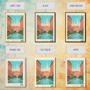 Milan Italy Travel Poster Framed Canvas Print, Midcentury Modern Art, Pop Art Wall Decor, Scenic Bedroom Art, Office Decoration