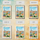 Odense Denmark Travel Poster Framed Canvas Print, Midcentury Modern Art, Pop Art Wall Decor, Scenic Wall Art, Living Room Decoration, Office Art
