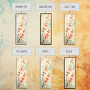 Cherry Blossom Japanese Art Skinny Wall Art Framed Canvas Print in Light Pastel Colors on Branch Against Subtle Green Background
