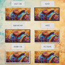 Western Saddle, cowboy art, rustic western decor, saddle painting, framed canvas print, boho art, extra wide art, gift idea him
