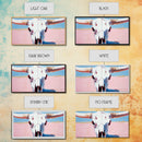 Bull Skull Painting, Southwest Wall Art, Pink and Blue Art, Rustic Western Decor, Framed Canvas Print, Extra Wide Art, Boho Art