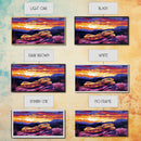 Rattlesnake Sunset, wildlife painting, southwest wall art, mountain painting, rustic decor, panoramic art, Framed Canvas Print, farmhouse art