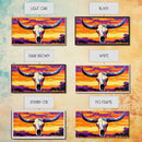 Skull, bull, desert art, cowboy decor, boho wall art, moody sunset, extra wide art, rustic decor, framed canvas print