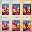 Southwest Cactus Art, Desert Wall Decor, Pink Orange Wall Art, Bold Sunset Art, Framed Canvas Print, Gift Idea, Rustic Wall Art
