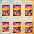 Sunset Wagon Art, pink orange wall art, Joshua tree art, rustic wall art, warm tones painting, framed canvas print, gift idea, extra wide art
