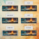 Bonfire, moody art, coastal landscape art, rustic decor, extra wide art, above bed wall art, gift idea for him, Canvas Print
