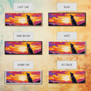 Colorful Wolf Art, sunset animal painting, moody art, pink orange wall art, extra wide art, framed canvas print, panoramic painting