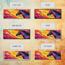 Horse silhouette, sunset, pink orange wall art, colorful equestrian, western art, extra wide art, framed canvas print, panoramic painting