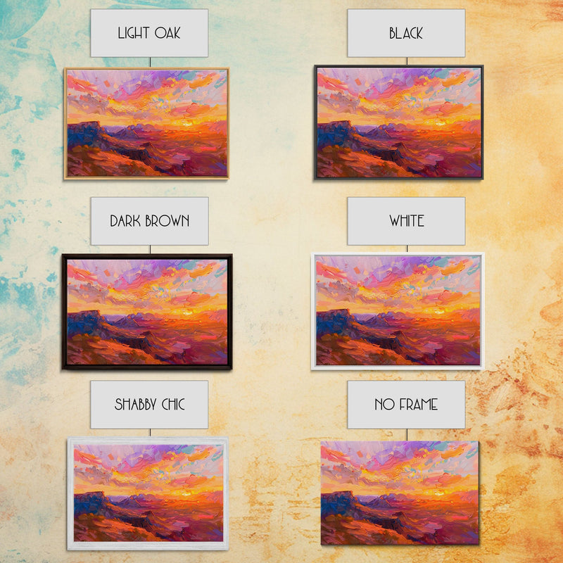 Arizona Desert Sunset Art Print - Framed Canvas Metal or Oil Painting - Southwestern Decor