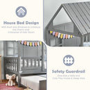 Twin Size Bed Frame House Bed with Trundle and 82 Inch Tall Roof by LJGDeals
