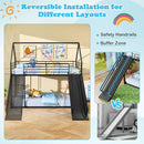 House-shaped Metal Twin Over Twin Low Bunk Bed-Black by LJGDeals