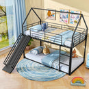 House-shaped Metal Twin Over Twin Low Bunk Bed-Black by LJGDeals