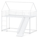 House-shaped Metal Twin Over Twin Low Bunk Bed-Black by LJGDeals