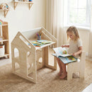 House-shaped Wooden Activity Kids Table Chair Set-Natural by LJGDeals