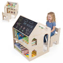 House-shaped Wooden Activity Kids Table Chair Set-Natural by LJGDeals